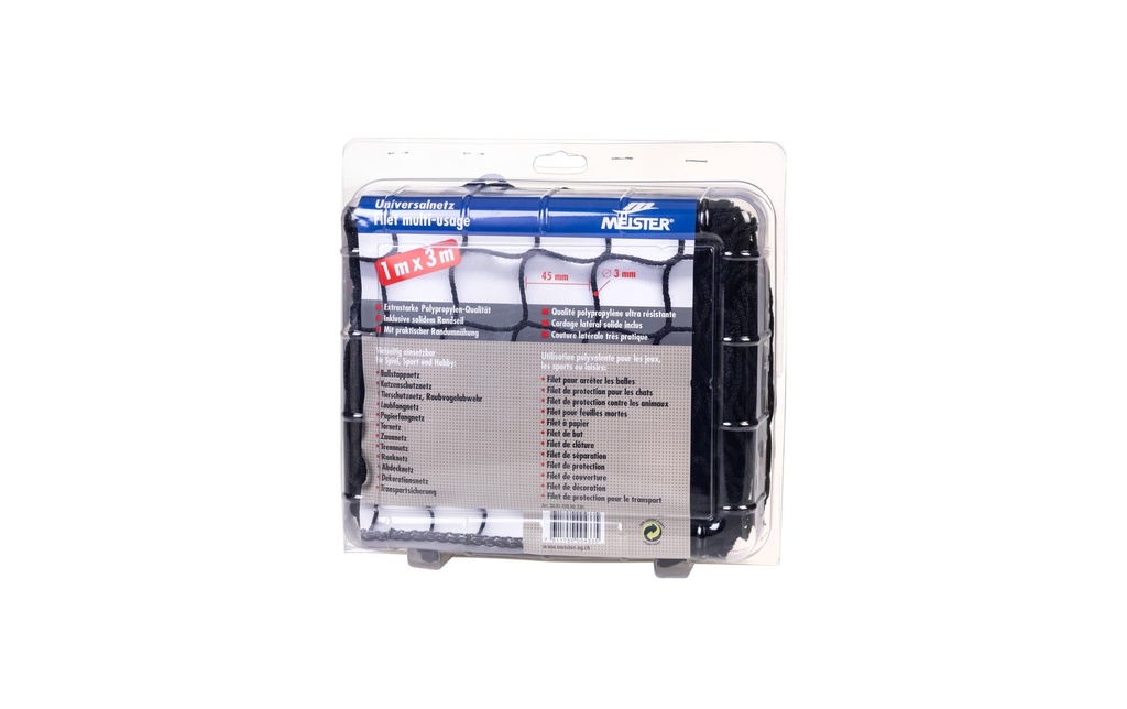 Meister Filet universel sans nœuds, Ø 3 mm / 1 x 3 m, noir