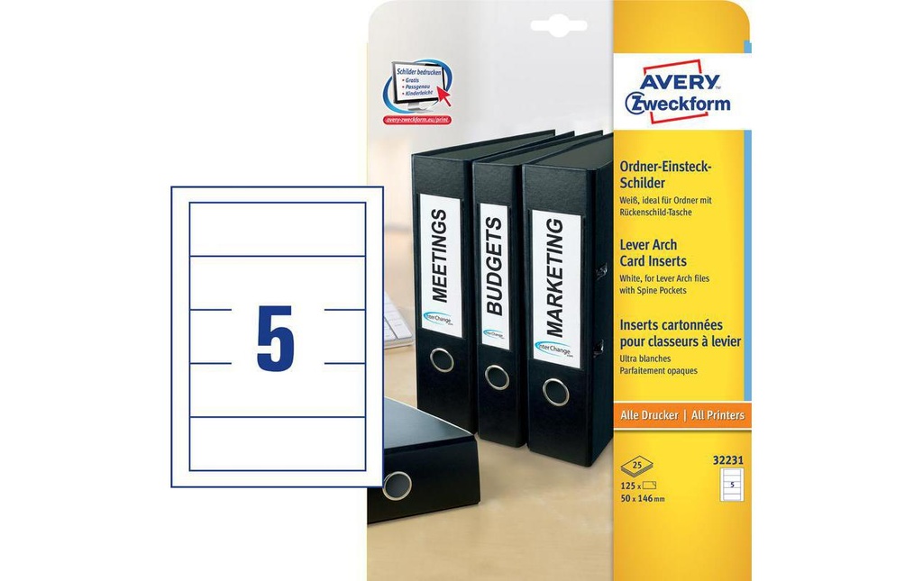 AVERY ZWECKFORM Etiq.à insérer pr.class.50x146 (25 pces)