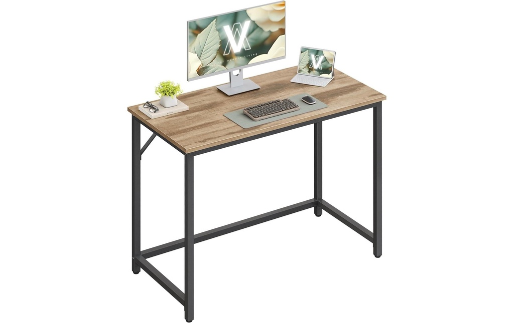 VASAGLE Table 100 x 50 x 76 cm Marron camel/noir