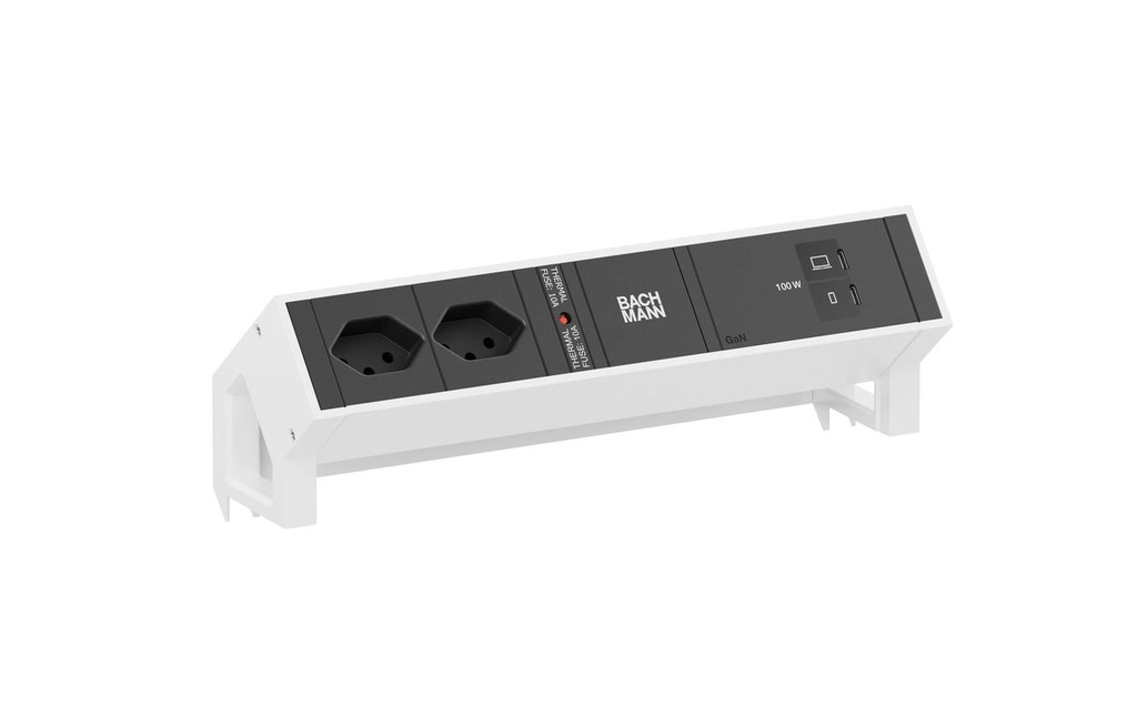 Bachmann Bloc multiprises de table DESK2 2xT131xUSB C/C 100W 0.2m RAL9010