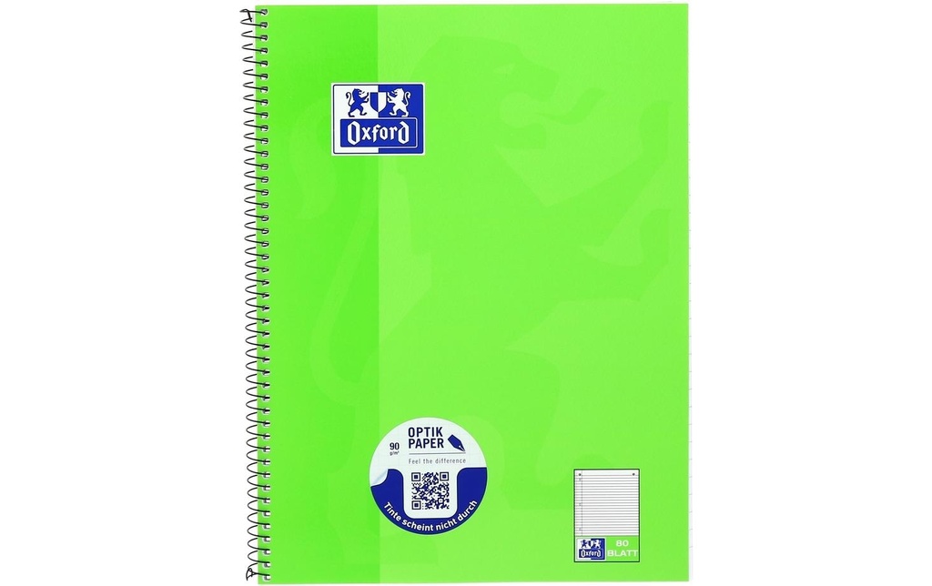 OXFORD Bloc collège A4+ 9mm ligné ver (160 pces)