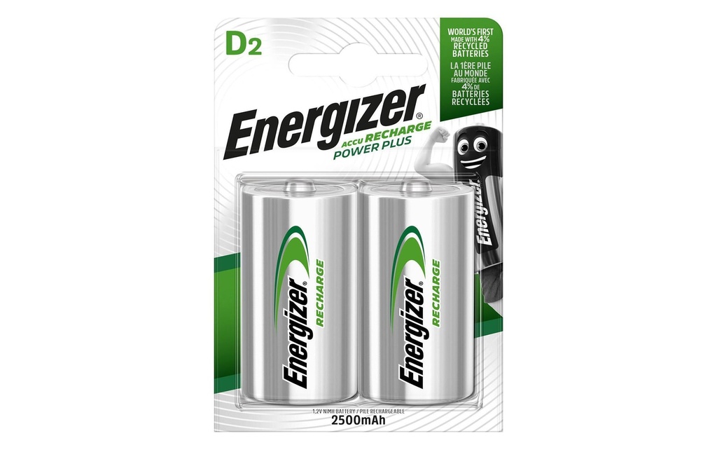 Energizer Batterie Power Plus NiMH D 2500 mAh, 2 Pièce/s