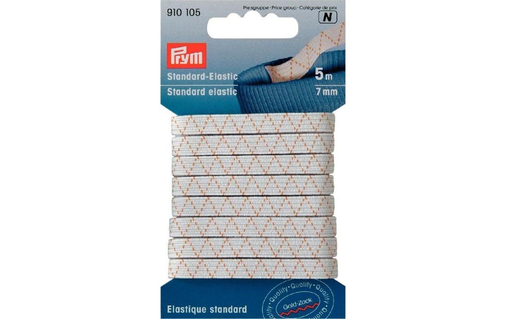 Prym Bande élastique Blanc, 5 m x 7 mm