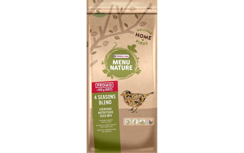 Versele Laga Nourriture pour oiseaux Menu Nature 4 Seasons Blend, 4 kg + 400 g