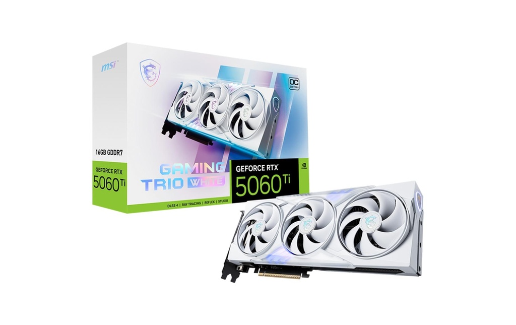 MSI Carte graphique GeForce RTX 5060 TI 16G GAMING TRIO OC BLANC