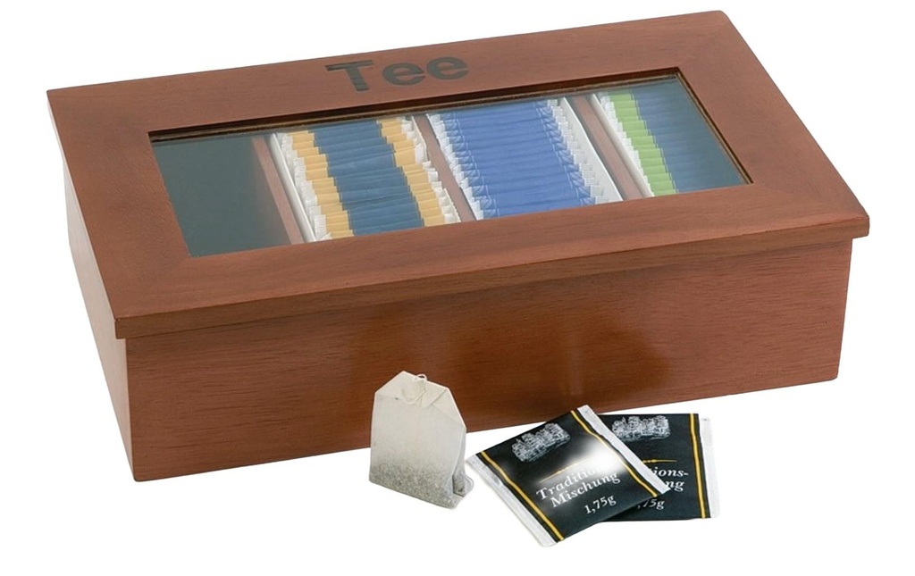 APS Boîte à thé avec 4 compartiments Brun foncé