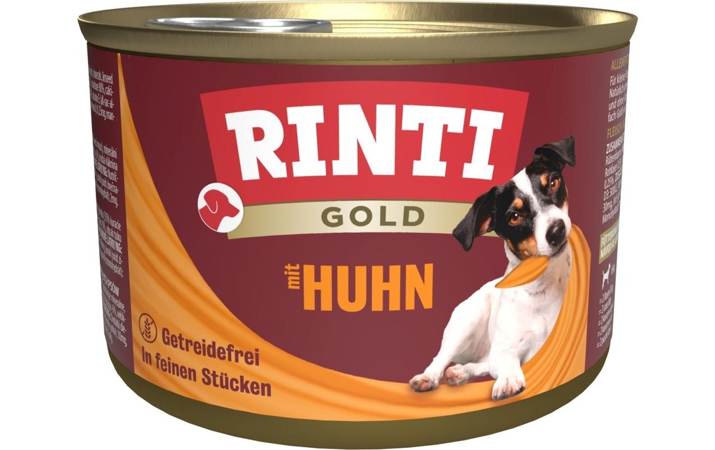 Rinti Alimentation humide Boîte Or avec poulet, 185 g