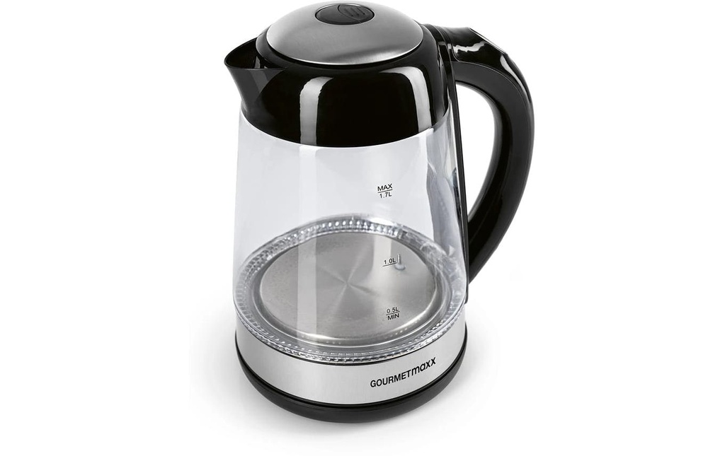 GOURMETmaxx Bouilloire 1.7 l, Transparent/Noir
