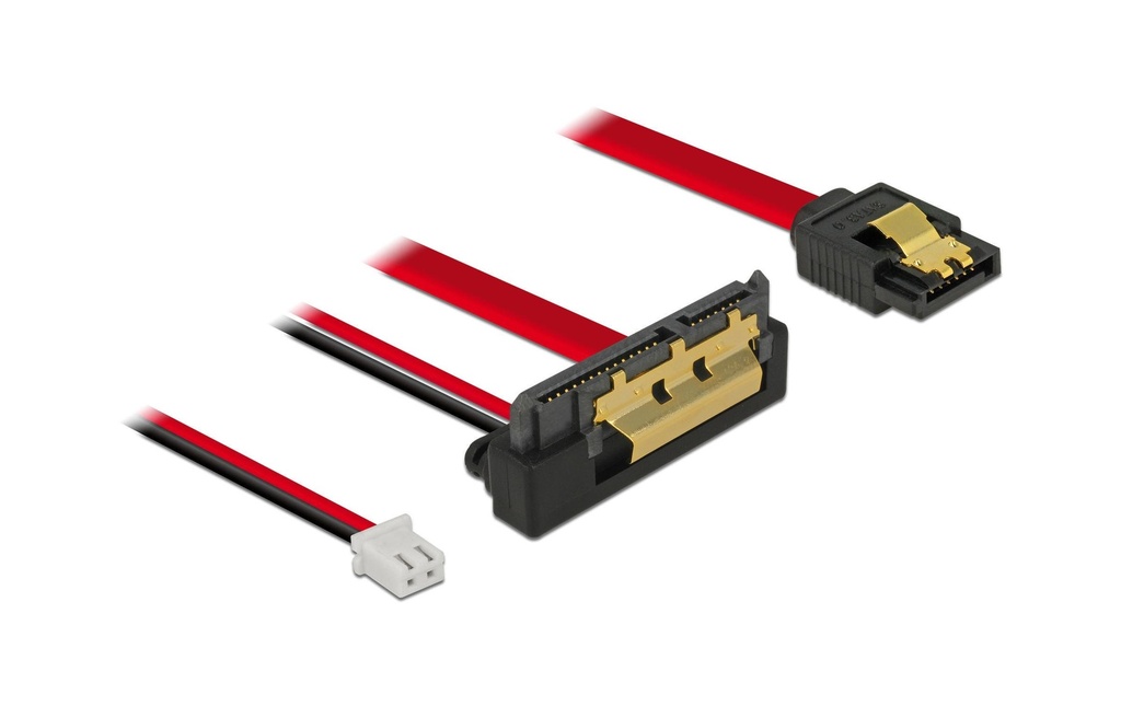 Delock Câble combiné SATA3 coudé, 2 pôles, 10 cm