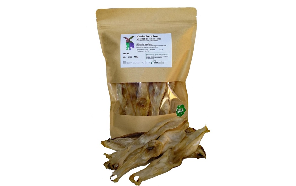 essendia Produit à mâcher  Oreilles de lapin sans fourrure, 150 g