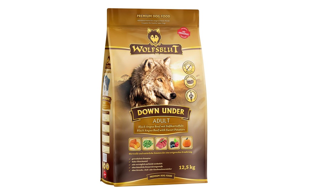 Wolfsblut Alimentation sèche Canine Adult Down Under – Black Angus, 12.5 kg