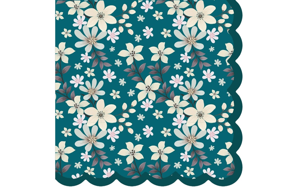 Paper + Design Serviettes en papier Blossom Bliss 33 cm x 33 cm, 20 Pièce/s, Bleu