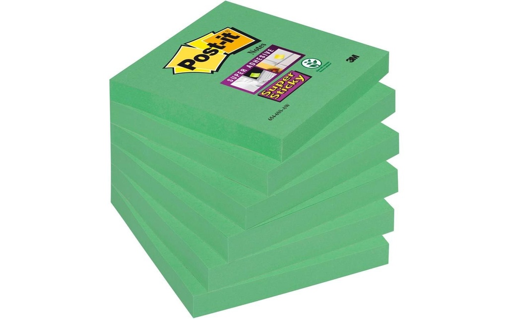 Post-it Fiche de bloc-notes Post-it super collant Vert 7.6 x 7.6 cm, 6 Blöcke