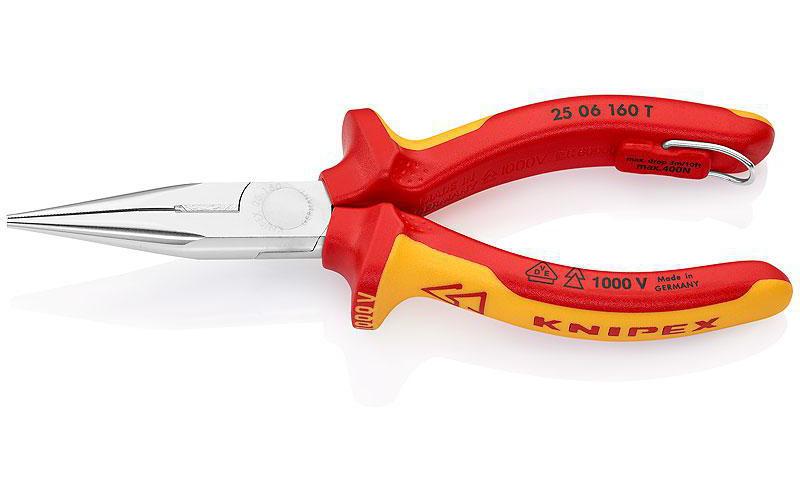 Knipex Pince à becs demi-ronds 160 mm chromé, oeillet, 1000 V