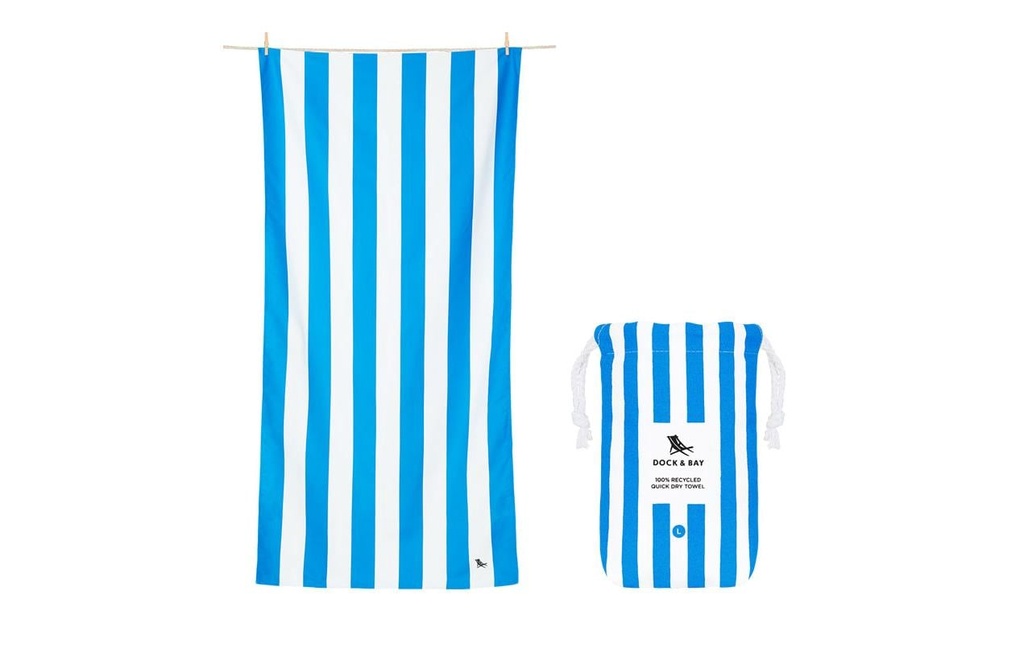 Dock & Bay Serviette de plage Cabana L, Bleu/Blanc