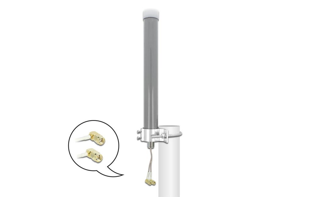 Delock Antenne LTE/WLAN/GPS Outdoor RP-SMA/SMA 3 dBi Rayonnement omni directionnel