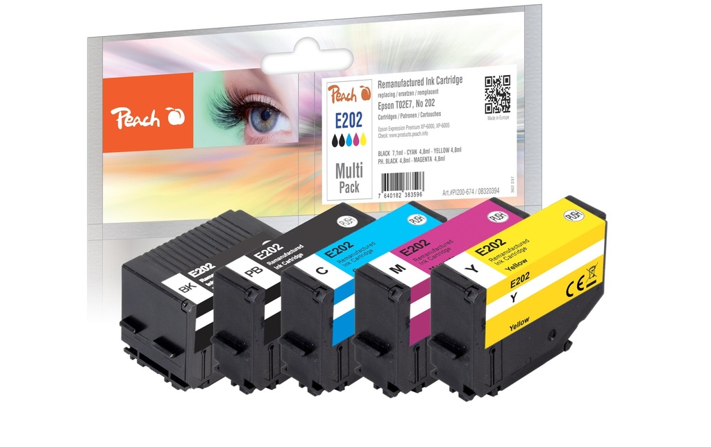 Peach Encre Epson Nr. 202 BK, PHBK, C, M, Y