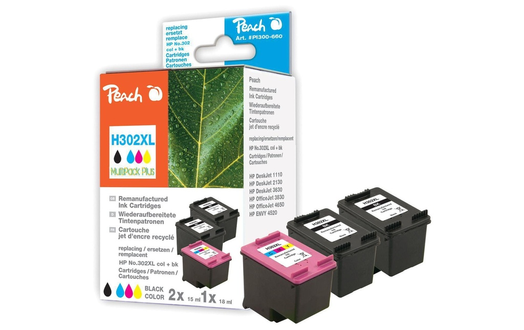 Peach Kits d’encre HP Nr. 302XL (F6U68A/F6U67A)