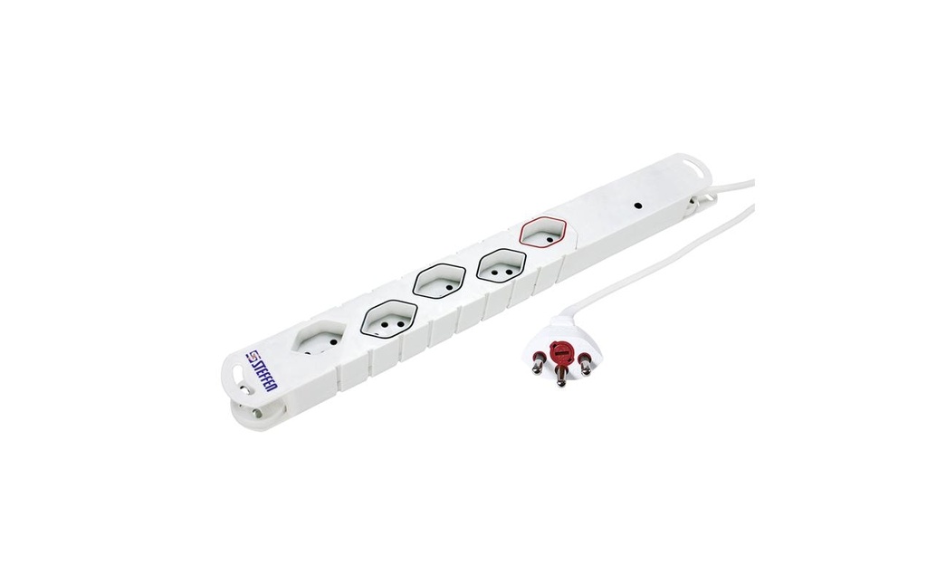 STEFFEN Bloc multiprises Variabl MasterSlave 5x T13, Blanc