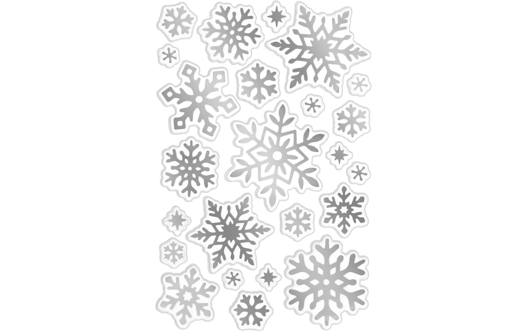 Braun + Company Autocollants de Noël Cristaux d'argent, Flocons de neige, 19x10.4cm