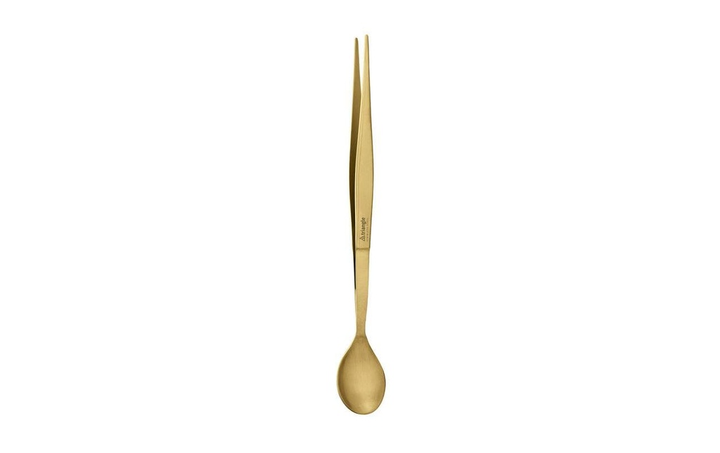 triangle Cuillère de dégustation avec pincette Doré