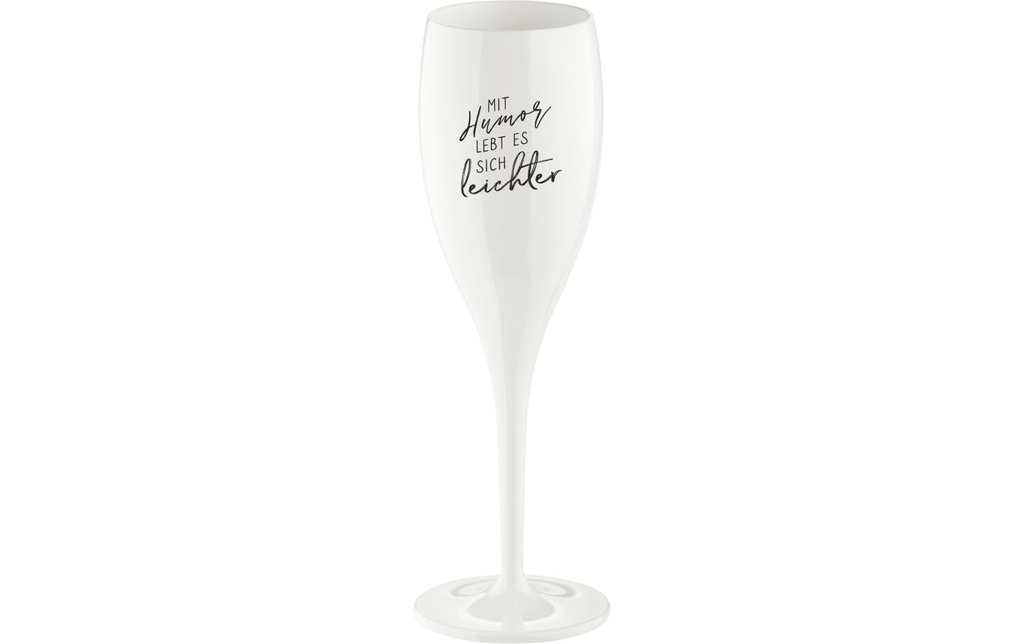 Koziol Verre à champagne Superglas Avec l'humour vit 100 ml, 1 Pièce/s, Blanc