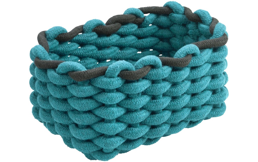 diaqua® Panier de rangement Cord 20 x 14 x 10 cm, Pétrole/Noir