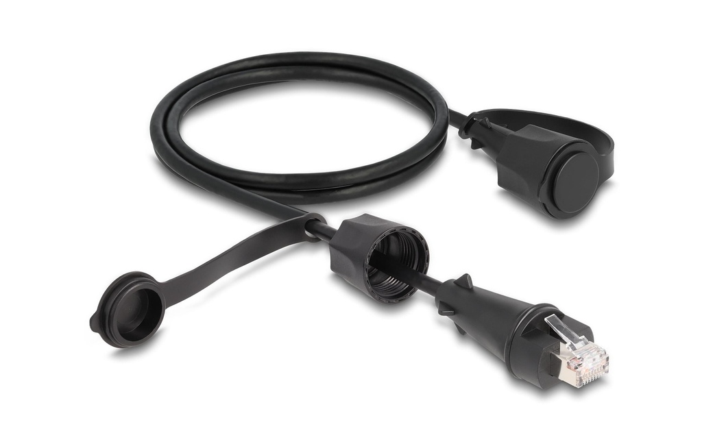 Delock avec bouchon de protection Cat 6, STP, 1 m, Noir