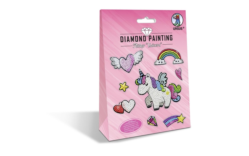 URSUS Autocollant à motif Diamond Painting Unicorn Rose  1 Pièce/s