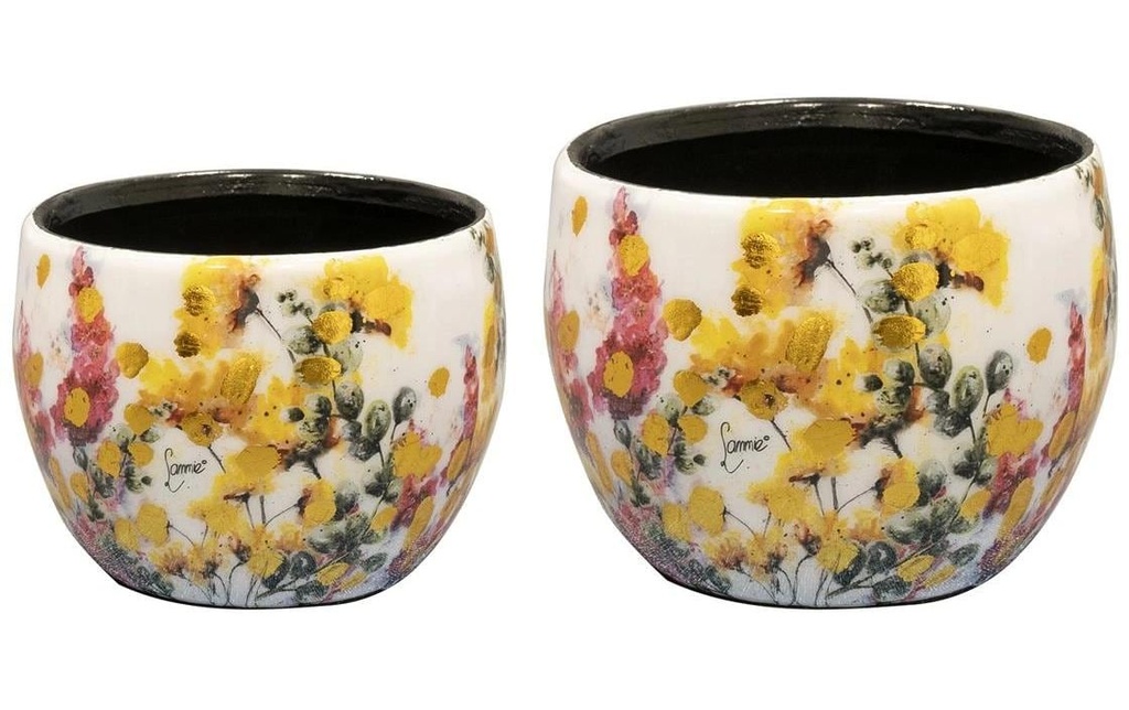 CHALET Pot de fleur Floral, 9 x 9 x 7 cm, set de 2 pièces