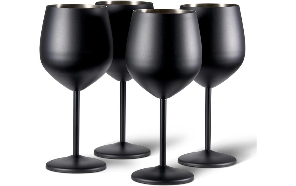Oak & Steel Service de verres à vin 500 ml, 4 Pièce/s, Noir mat