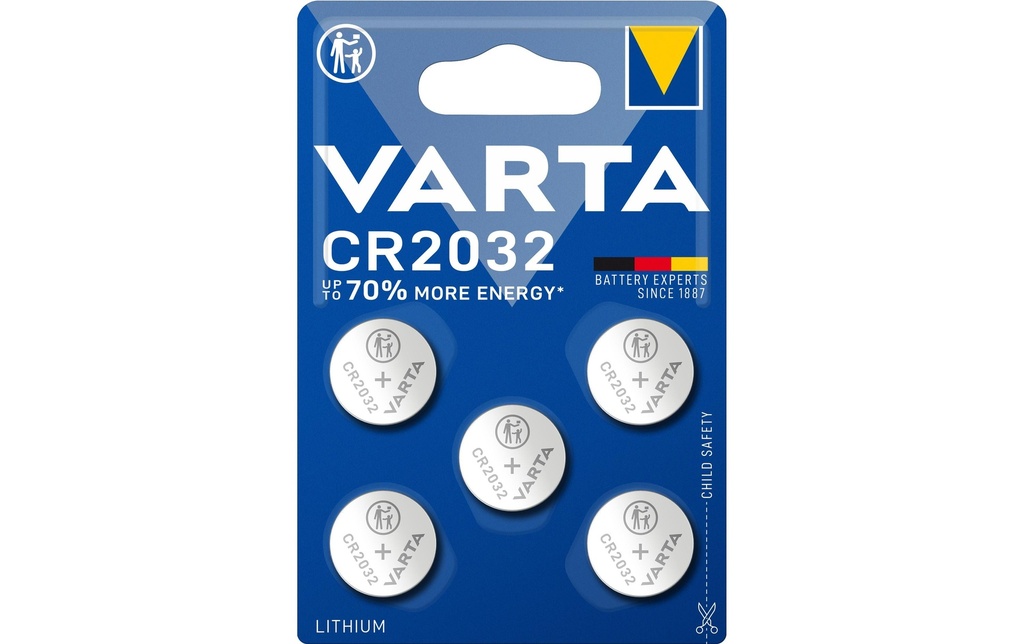Varta Pile bouton CR2032 , 5 Pièce/s