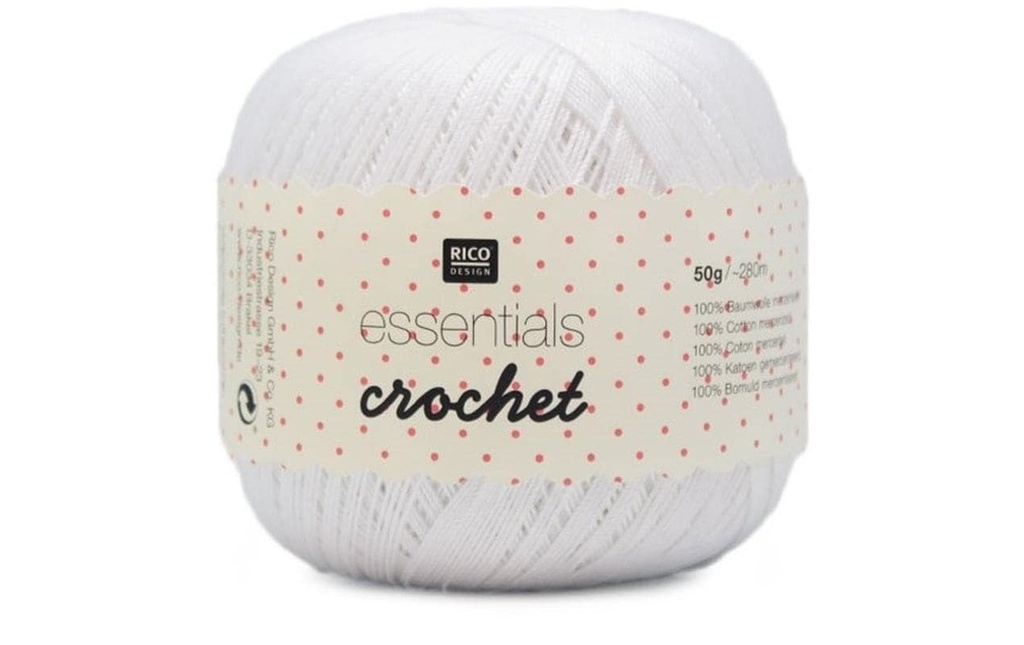 Rico Design Fil à crochet et à tricoter Essentials Crochet 50 g, Blanc