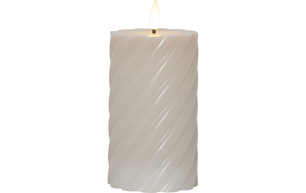 Star Trading Bougie LED Pillar Flamme Swirl, Ø 7.5 x 15 cm, Beige