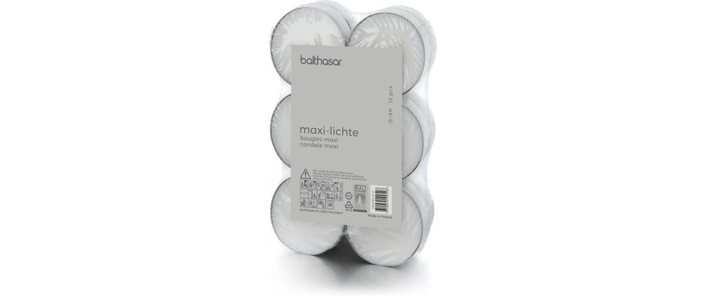 balthasar Bougie chauffe-plat Maxi, Alu, 5.7 x 2.2 cm, 12 pièces