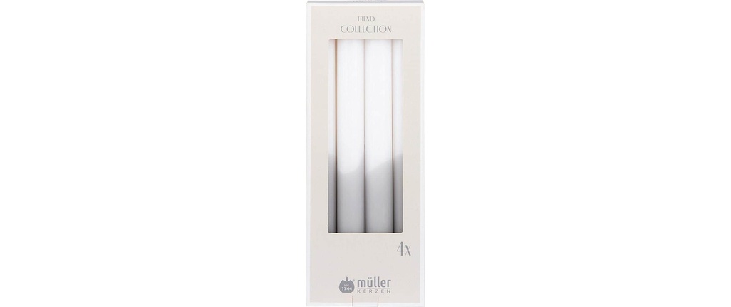 müller Kerzen Bougie droite 24.5 cm x 2.2 cm, Gris/Blanc, 4 Pièce/s