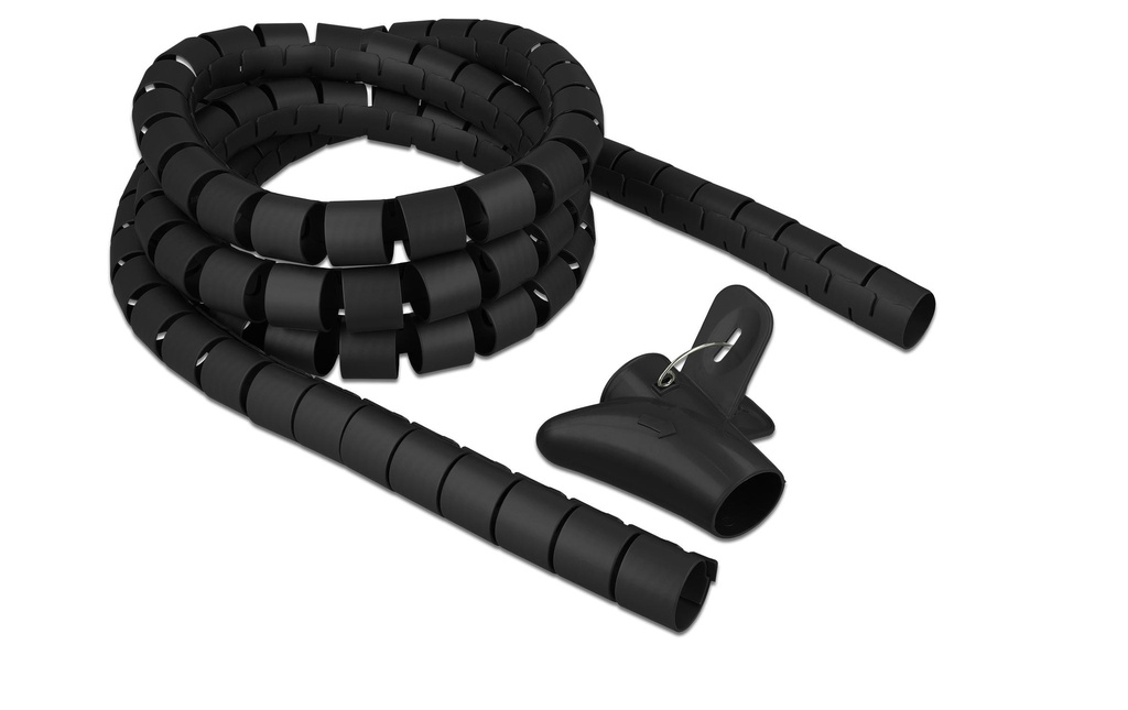 Delock Tuyau en spirale avec outil de rétraction, 2.5 m x 30 mm Noir