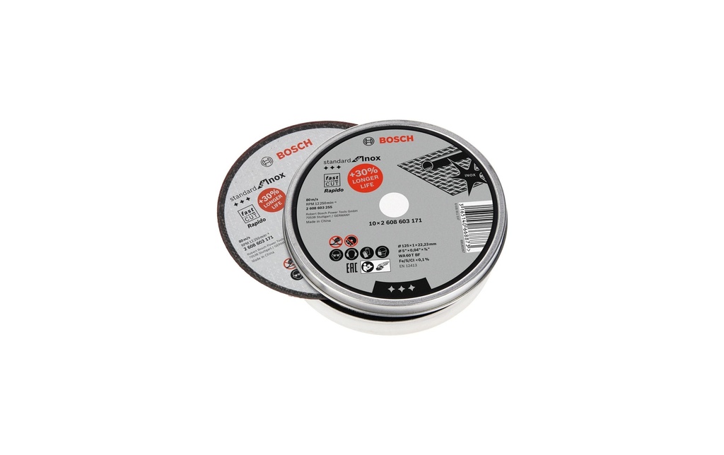 Bosch Professional Disque à trancher droit Standard Inox 125 x 1 mm, 10 pièces