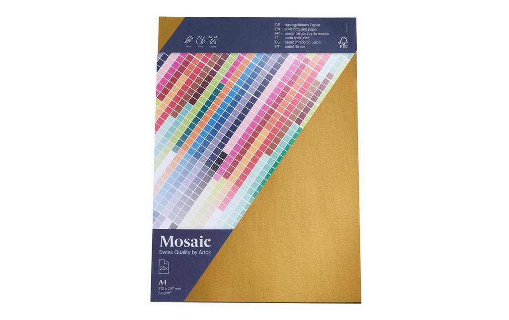 Artoz Papier de création Mosaic A4, 25 feuilles, or