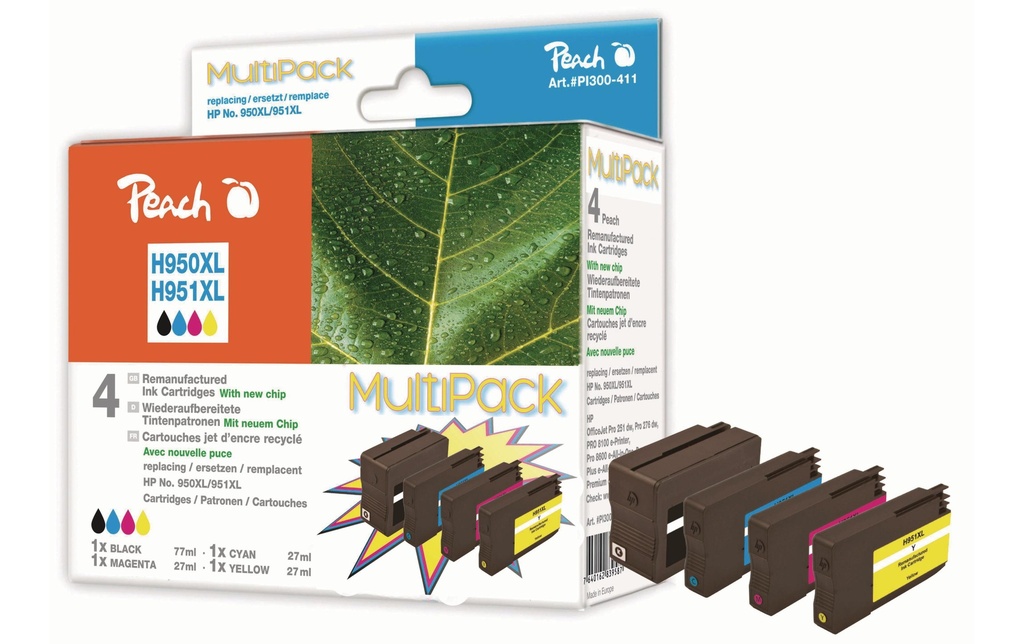 Peach Kits d’encre HP n° 950XL/951XL BK, C, M, Y