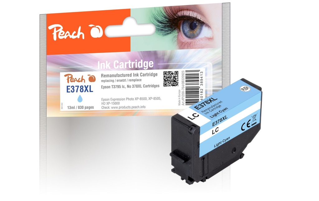 Peach Encre Epson T3795, No 378XL Light Cyan