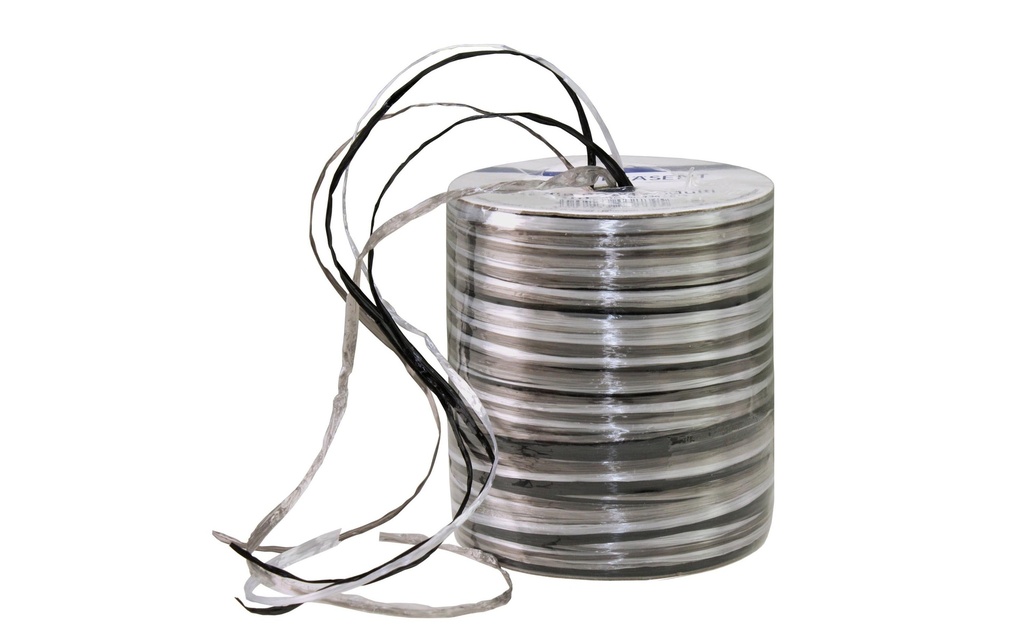 Pattberg Ruban cadeau Raffia Pearl 50 m, gris/blanc/noir