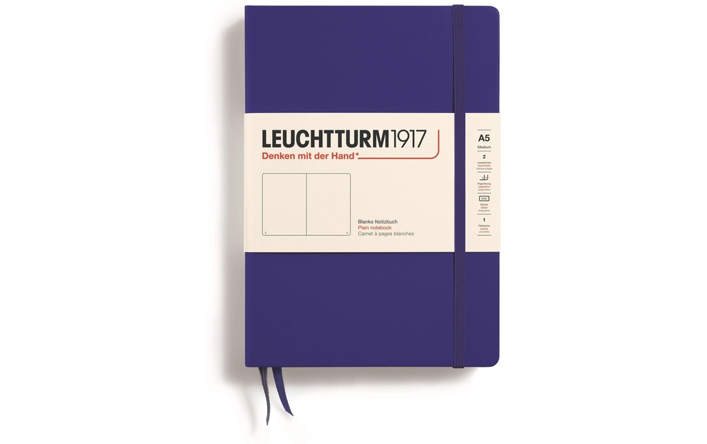 Leuchtturm Bloc-notes Medium A5, Vierge, Bleu foncé