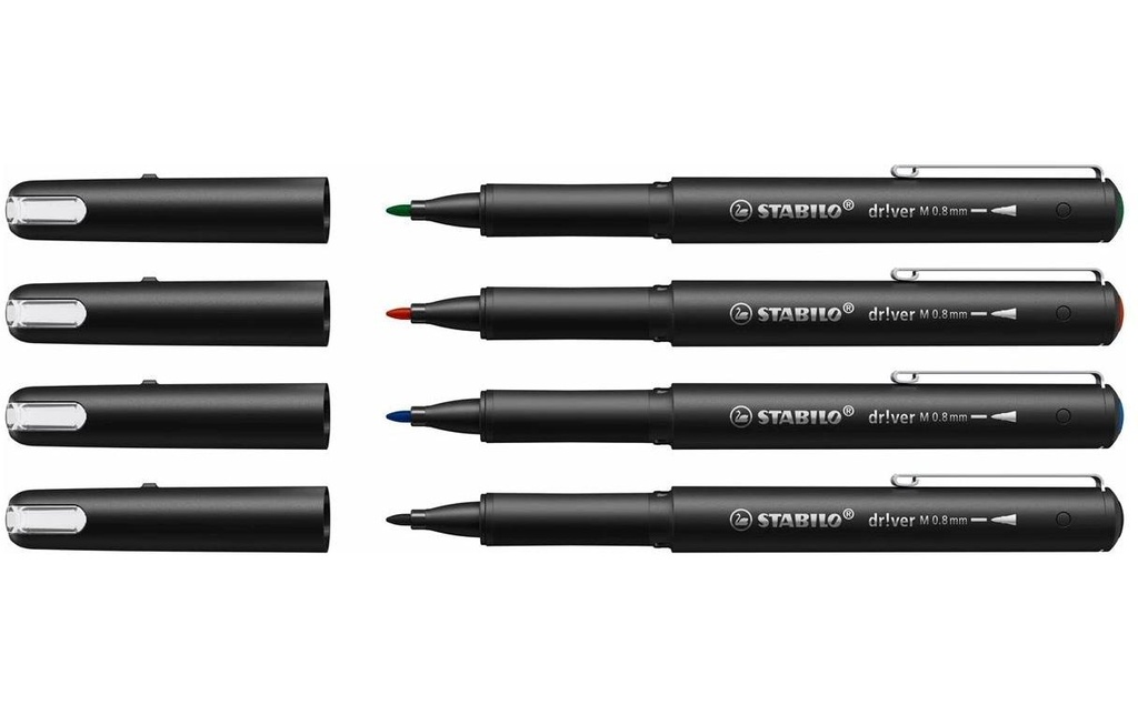 STABILO Crayon feutre Driver medium 0.8 mm, étui de 4 pièces