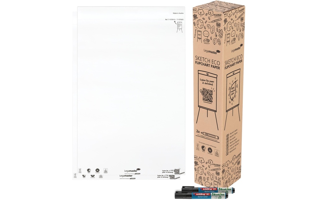 Legamaster Bloc de papier SKETCH ECO 65 x 98 cm Extra-blanc 2 Pièce/s