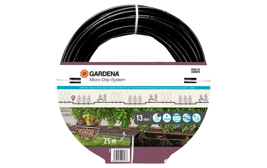 GARDENA Tube d’égouttage 1.6 l/h 25 m Micro-Drip-System