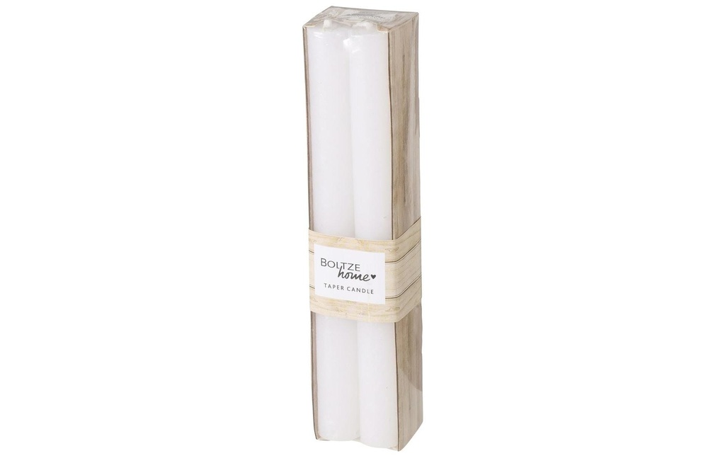 Boltze Bougie droite Melia 20 cm, blanc, 4 pièces