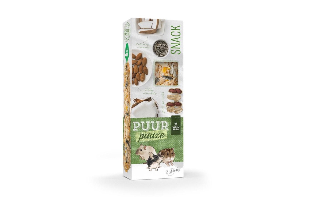 Witte Molen Collation Puur Bâtonnets de noix pour rongeurs, 2 pcs. à 110 g