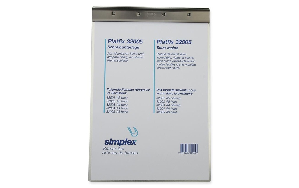 [266320050] SIMPLEX Plaque écrire Platfix A3 court