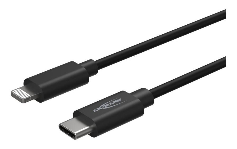 Ansmann Câble USB 2.0 pour iPhone, iPad, USB-C - Lightning 1.2 m
